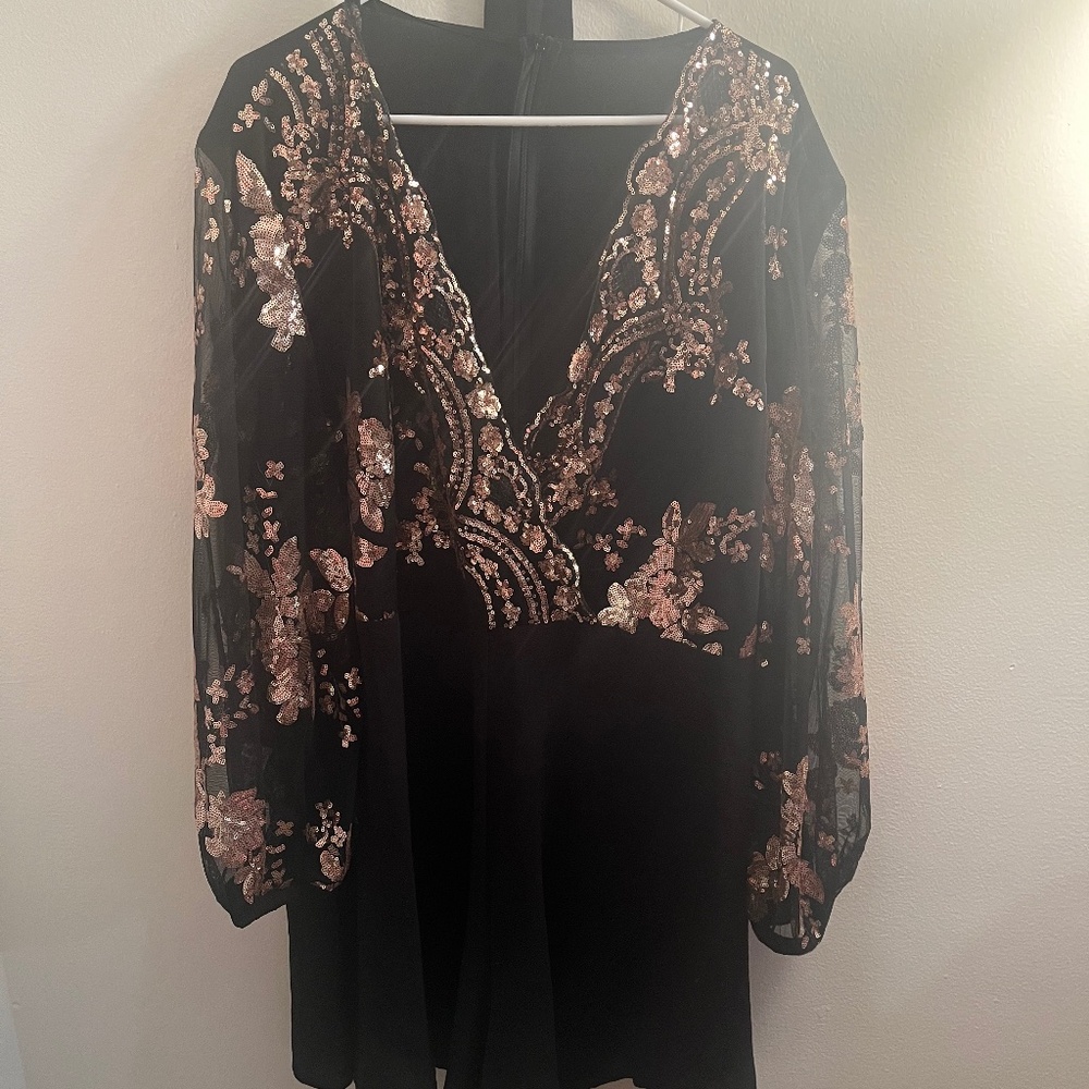 Black and Gold Sequin Romper